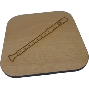 Dřevěný podtácek pod sklenici - zobcová flétna