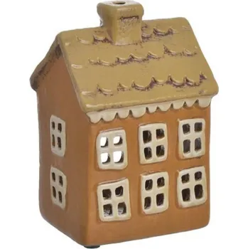 Svícen Keramický domeček hnědý - lucerna na svíčku
