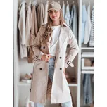 BASIC Smetanový dlouhý trenčkot s páskem SLIMFOTA Smetanová