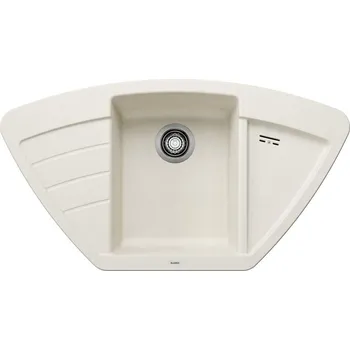 Granitový dřez Tento dřez se vyznačuje moderním designem s jasnými liniemi a symetrickým uspořádáním, které se může pochlubit vyváženými proporcemi, včetně velmi prostorné, uprostřed umístěné mísy s malými rohovými poloměry. Díky kompaktnímu odkapávači a zapuštěné odkap