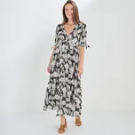 Blancheporte Dlouhé rozšířené šaty na knoflíky, kreponové s