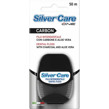 Zubní nit SilverCare Dentální nit s aktivním uhlím a Aloe Vera 50 m