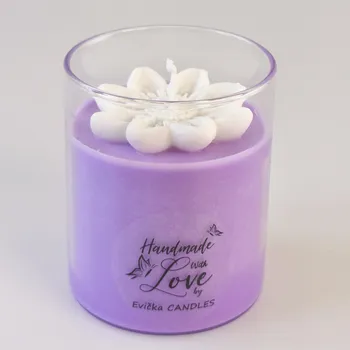 Svíčka Evička Candles Lilie sójová svíčka ve skle 160g - ručně vyráběná Barva: Fialová