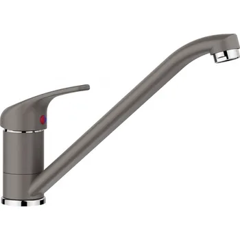 Granitový dřez Tato nadčasová klasická vodovodní baterie s vysokou a dlouhou výtokovou trubicí je základním modelem vhodným pro malé dřezy. Je vybavena výtokem otočným o 360° pro větší dosah a je k dispozici v barevných provedeních, která dokonale ladí s barevnými dřezy