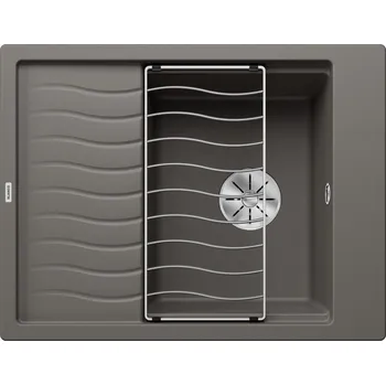 Vodovodní baterie Blanco Elon 45 je kompaktní dřez s jednou mísou určený do malých kuchyní, s velkou mísou vhodnou pro skříňky o průměru 45 cm. Obsahuje chytrý výsuvný odkapávač s pohyblivou nerezovou mřížkou, který doplňuje jeho moderní zvlněný design, a dodává se s multi