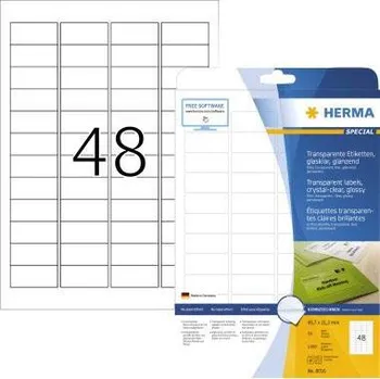 Kotouček do pokladny a tiskárny štítků Herma 8016 Fóliové etikety 45.7 x 21.2 mm fólie, lesklá transparentní 1200 ks trvalé laserová tiskárna, kopírka, barevná laserová tiskárna, barevná kopírka