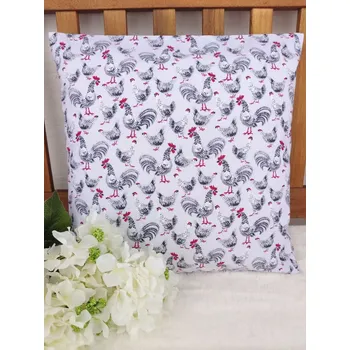 Povlak na polštářek Povlak na polštář 40 x 40 cm – Velikonoční kohoutci a slepičky na šedé| Ruční výroba z bavlny