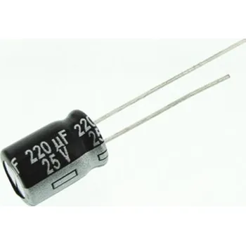 Kondenzátor Kondenzátor 220μF ±20procent 25V dc Průchozí otvor Elektrolytický řada NHG Panasonic