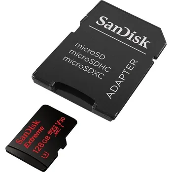 Ukládání dat 128GB SanDisk Extreme micro SDXC + SD adaptér