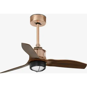 JUST FAN XS LED, měď/dřevo, stropní ventilátor 81cm - FARO