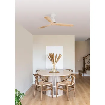 LANTAU L stropní ventilátor, bílá/borovice s DC motorem - FARO