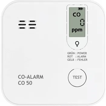 Detektor CO PENTATECH CO50, 22130 detektor oxidu uhelnatého vč. baterie s životností 10 let, s interním senzorem na baterii, detekce oxidu uhelnatého (CO)
