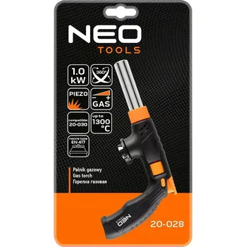 Horkovzdušná pistole Plynový hořák s piezo zapalováním, otočný o 360°, s regulací plamene NEO TOOLS
