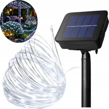 Venkovní osvětlení SOLÁRNÍ DRÁTKOVÁ SVĚTLA BÍLÁ STUDENÁ PRO ZAHRADU LED OSVĚTLENÍ DEKORACE