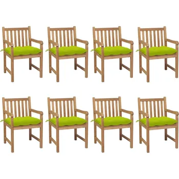 OMAXI Zahradní židle 8 ks s jasně zelenými poduškami masivní teak 448533