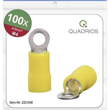 Kabelové oko Quadrios 22C456 kulaté kabelové oko Průřez (max.)=6.0 mm² Ø otvoru=4.3 mm částečná izolace žlutá 1 sada