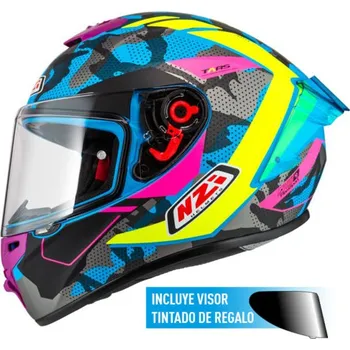 Helma na motorku Integrální přilba NZI TRENDY 3 STREAM CAMU modro-žlutá + tmavé hledí Velikost: XXL