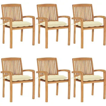 OMAXI Stohovatelné zahradní židle s poduškami 6 ks masivní teak 450383