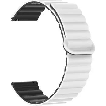 Řemínek na hodinky Řemínek silikonový magnetický ALIGATOR 22mm, bílo-černý