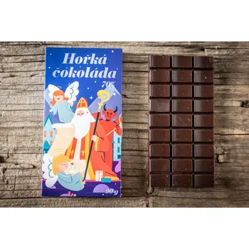 Čokoláda Čokoládovna Lyra MIKULÁŠ - hořká 70% čokoláda s omalovánkami