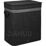 Bambusový koš na prádlo - 100L - 2 komory - černý