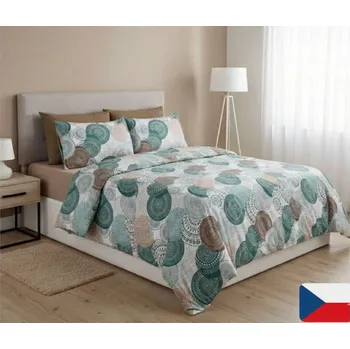 Povlečení Bavlněné povlečení Mandala tyrkýs 140 x 220, 70 x 90 cm knoflíky