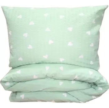 Povlečení Stanex povlečení Srdíčka zelená krep 140x200, 70x90 cm