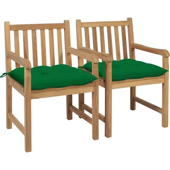 OMAXI Zahradní židle 2 ks zelené podušky masivní teak 266748