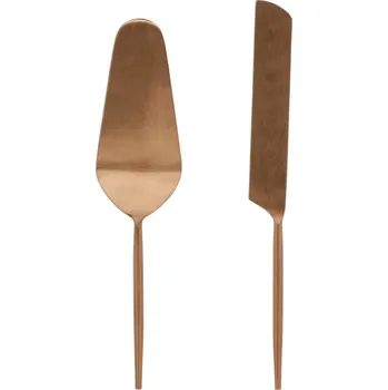 Měděná kovová servírovací sada příborů na dort Kave Home Kelda, 2 ks