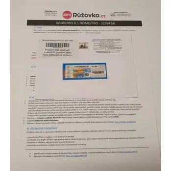 Software Microsoft Windows 8 Pro CZ 32bit / 64bit, Software Certifikát pravosti MICROSOFT