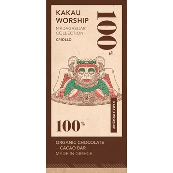 Čokoláda 100% BIO hořká čokoláda KAKAU WORSHIP kolekce MADAGASKAR 75g KAKAU