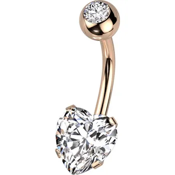 Piercing Šperky4U Zlacený piercing do pupíku srdce - BS1064-RDC