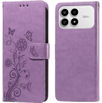 Pouzdro na mobilní telefon Flowery knížkové pouzdro na Xiaomi Poco F8 Pro 5G - fialové