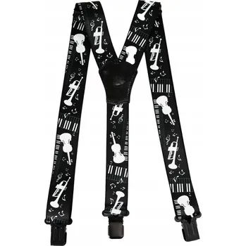 Kšandy Pánské kšandy s hudebním motivem, černé, Y-tvar