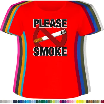 Dámské tričko damske-levne-bavlnene-tricko-digitalni-potisk-cigareta-koureni Barva: Red - červená, velikost: L