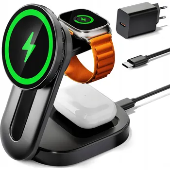 KPON NABÍJECÍ STANICE 3V1 MAGSAFE RYCHLÁ BEZDRÁTOVÁ NABÍJEČKA APPLE