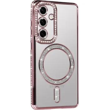 Pouzdro na mobilní telefon Zadní kryt Bling Magsafe pro Samsung Galaxy A57 5G růžový