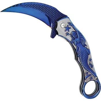 Bojový nůž ElitEdge nůž zavírací MERMAID karambit MODRÝ
