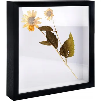 Obraz 3D RÁMEČEK NA FOTOGRAFIE A PŘEDMĚTY ČERNÝ ELEGANTNÍ 20X20 CM