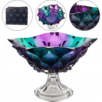 KŘIŠŤÁLOVÁ DEKORATIVNÍ MÍSA NA NOZE BAREVNÁ BOHEMIA SAMBA DARK 30,5 CM