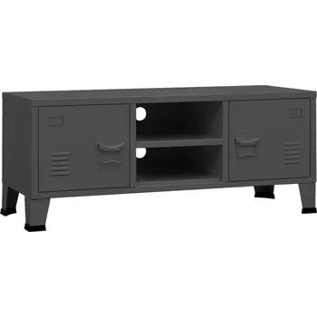 Televizní stolek TV stolek v industriálním stylu z antracitového kovu 105x35x42 cm