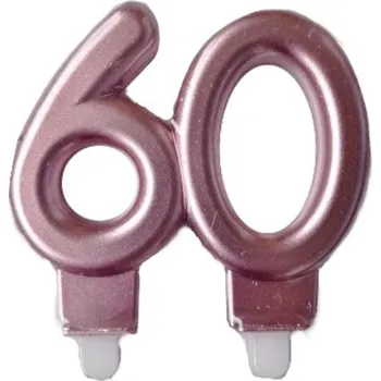 Dortová svíčka Svíčka na dort "60" čtyři druhy barev 1ks Barva: Růžovozlatá