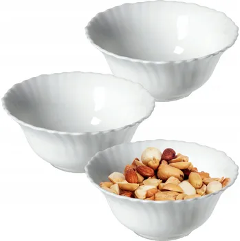 3 x SALÁTOVÁ MÍSA SKLENĚNÁ MISKA NA SALÁT SVAČINKA BÍLÁ 13 cm