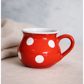 Bureš šálek keramický červený puntík 200 ml