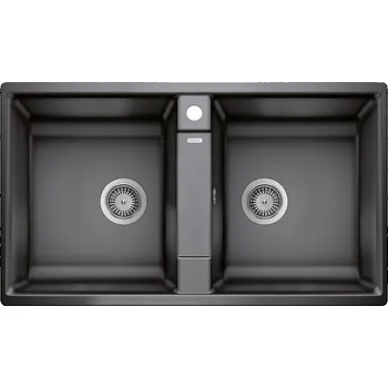 Granitový dřez Tento moderní dřez má rovný vnější obrys zdůrazněný úzkým okrajem, který ladí s jeho čistými a jasnými liniemi a vytváří elegantní vzhled. Obsahuje prostornou dvojitou mísu, která umožňuje více úkolů, takže je ideální pro zvládání různých kuchyňských úkol