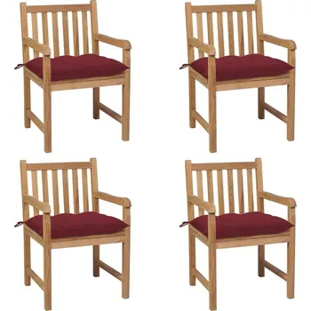 OMAXI Zahradní židle 4 ks vínové podušky masivní teak 447970