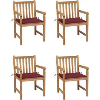 OMAXI Zahradní židle 4 ks vínové podušky masivní teak 447826