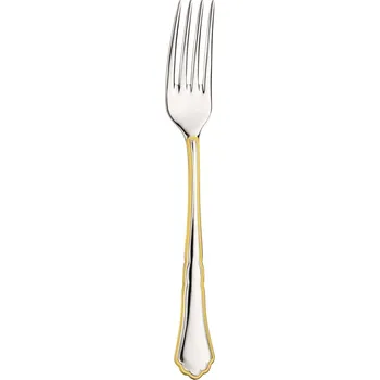 Příbor Dezertní vidlička SETTECENTO GOLD FILET 15 cm, stříbrná / zlatá, nerezová ocel, Pintinox