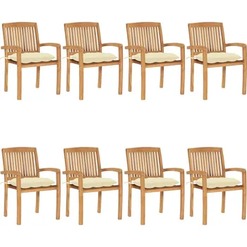 OMAXI Stohovatelné zahradní židle s poduškami 8 ks masivní teak 450505