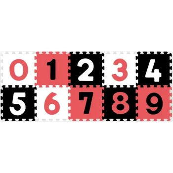 BabyOno Pěnové puzzle, podložka Čísla, 10 ks, černá/červená/bílá,